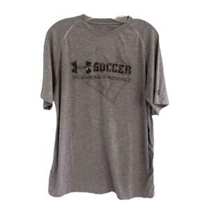 Under Armour Soccer Graphic Tee Heather Gray‎ Knit Crewneck Short Sleeve S